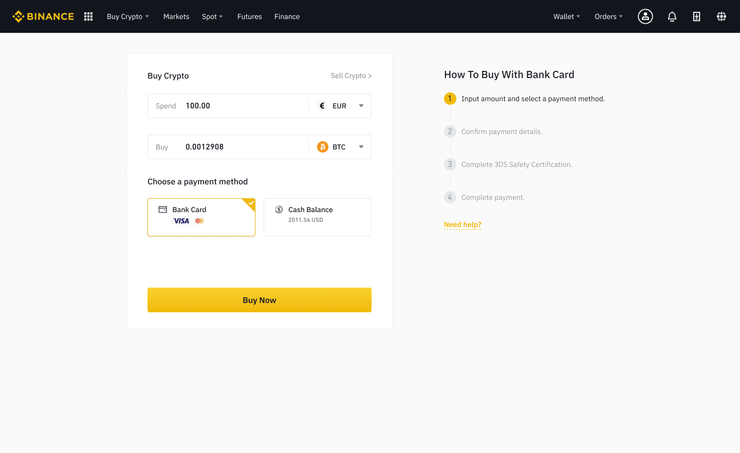 How to Buy Crypto on Binance with Debit/Credit Card via Web and Mobile App